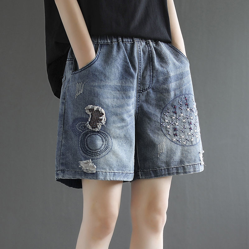 Women's Vintage Ripped High Waist Denim Shorts