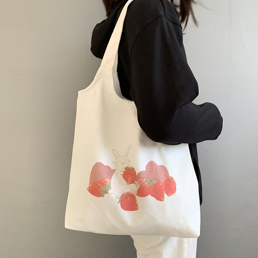 New Women's One Shoulder Japanese Cartoon Canvas Bag