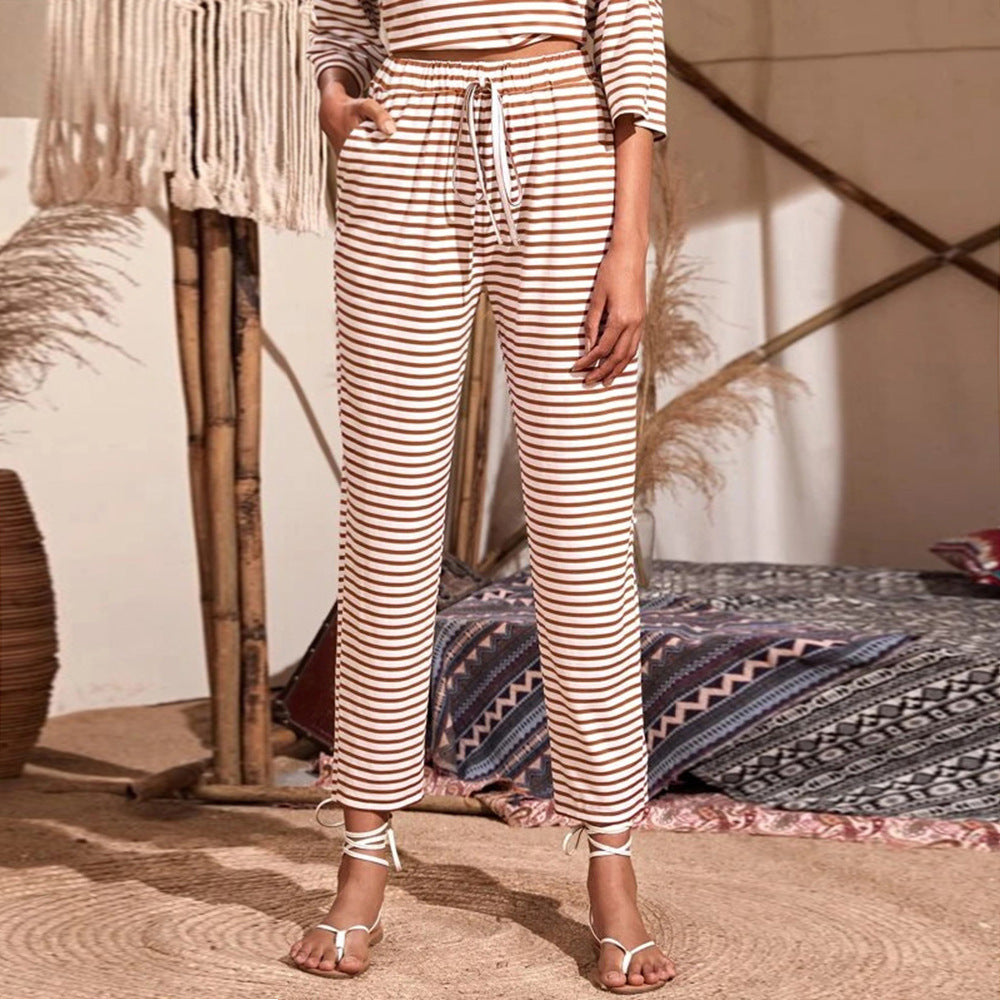 Casual Home Loose Straight Cropped Pants Women's Clothing