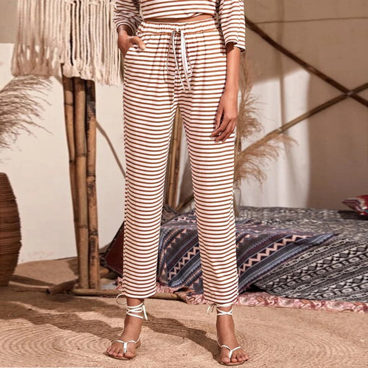 Casual Home Loose Straight Cropped Pants Women's Clothing