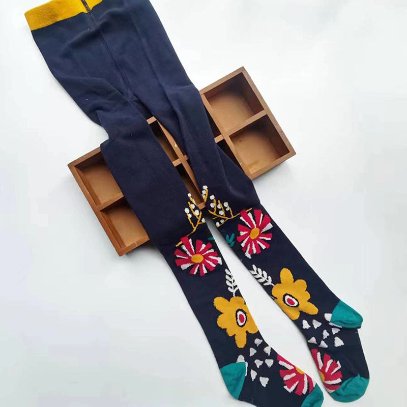 European And American Style Girls' Contrast Color Pantyhose Cotton
