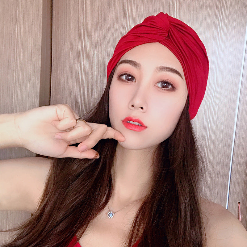 Ladies Ins Solid Color Comfortable Swimming Hat For Hot Springs