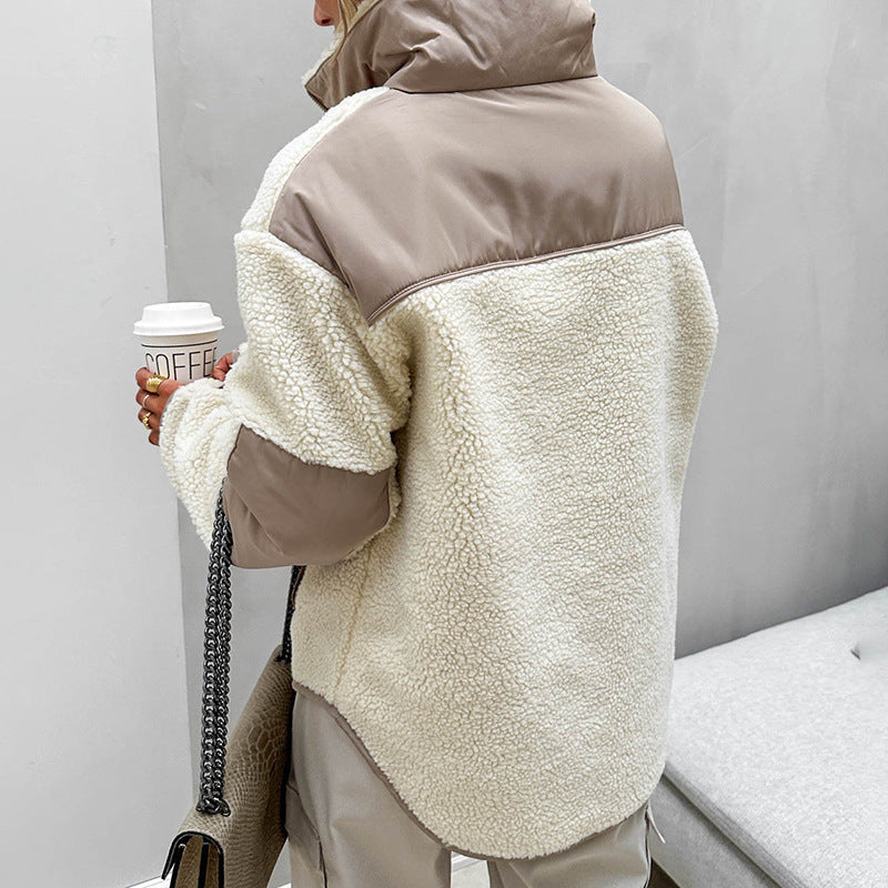 Plysset Løs Revers Pullover Trøje