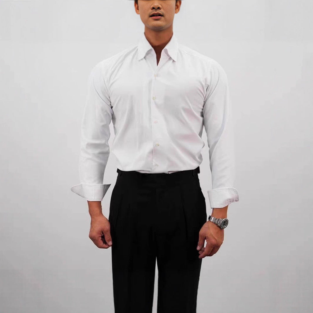 Casual Solid Color Workwear Shirt Men