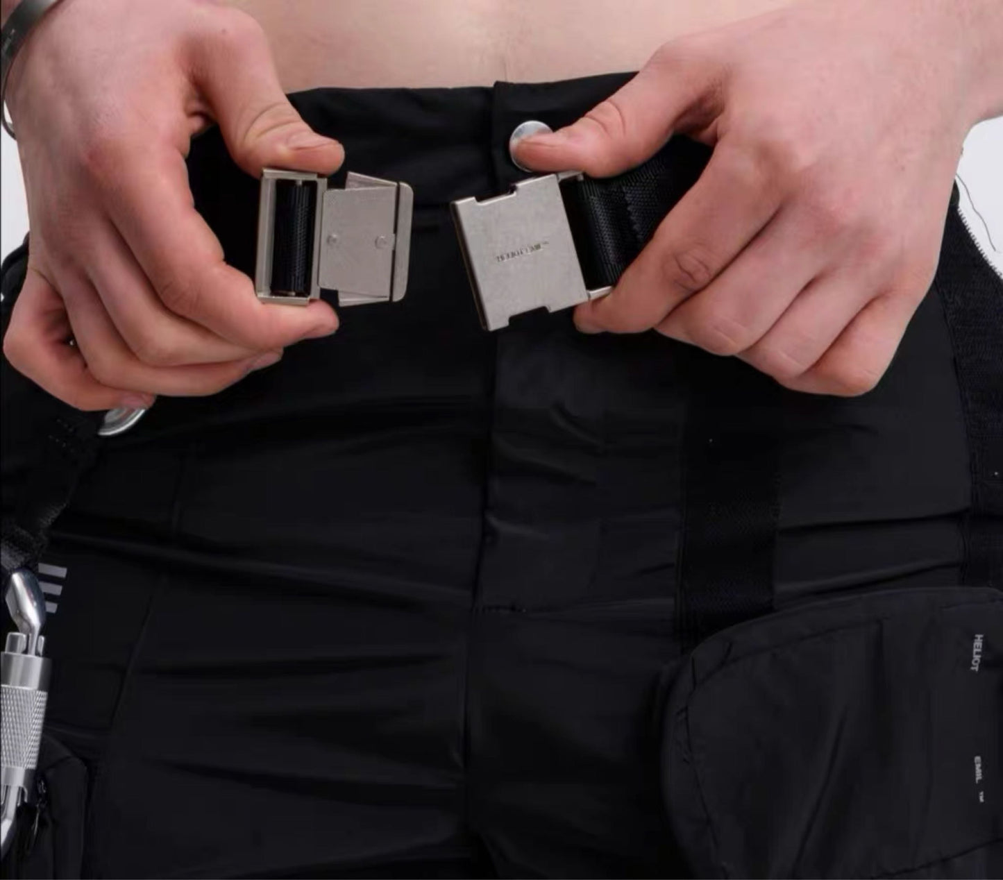 Black Functional Metal Buckle Letter Belt