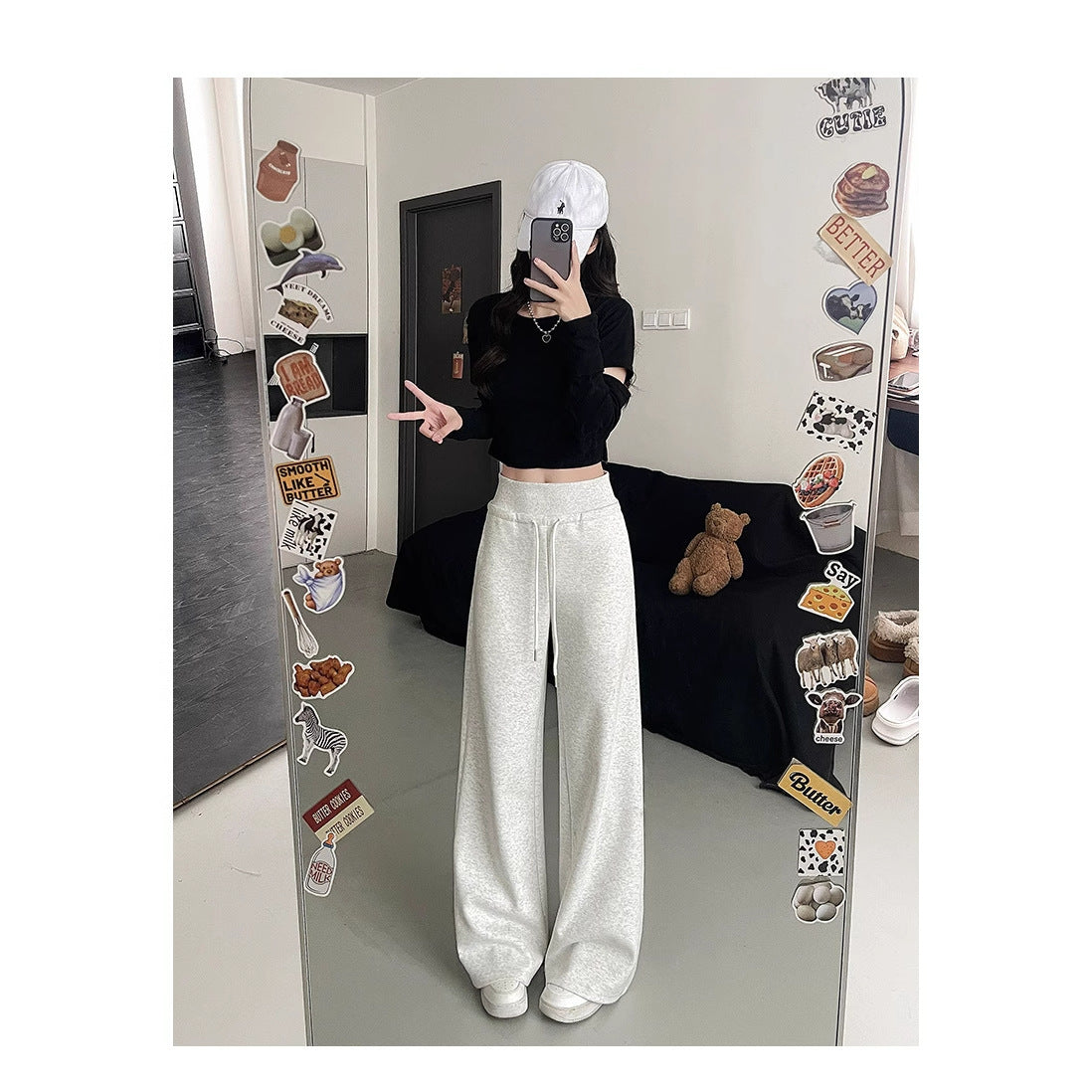 American-style Casual Slimming Straight-leg Wide-leg Pants