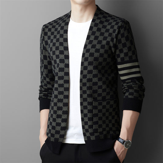 Efterår Ny Herre V-hals Ternstrikket Sweater