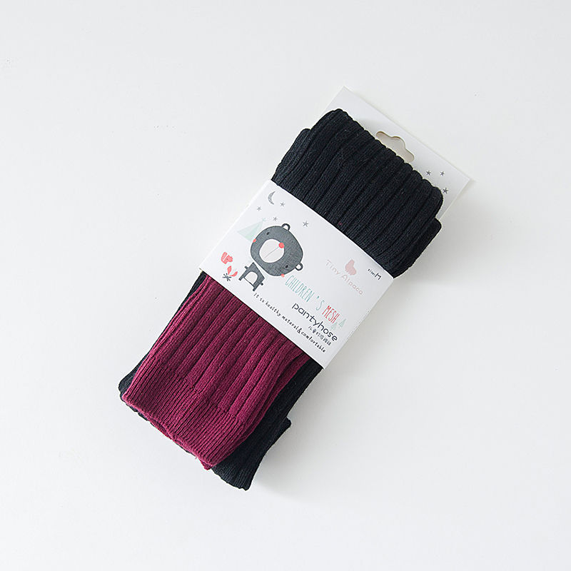 Children's Stitching Knit Socks Cropped Trousers Vertical Strips
