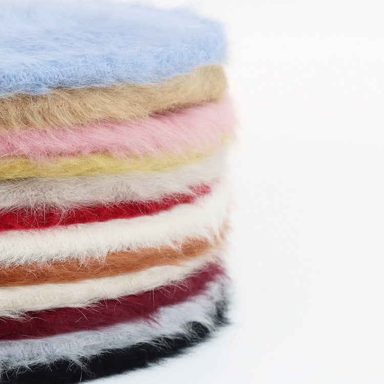 Solid Soft Girl Plush Knitted Artist Hat