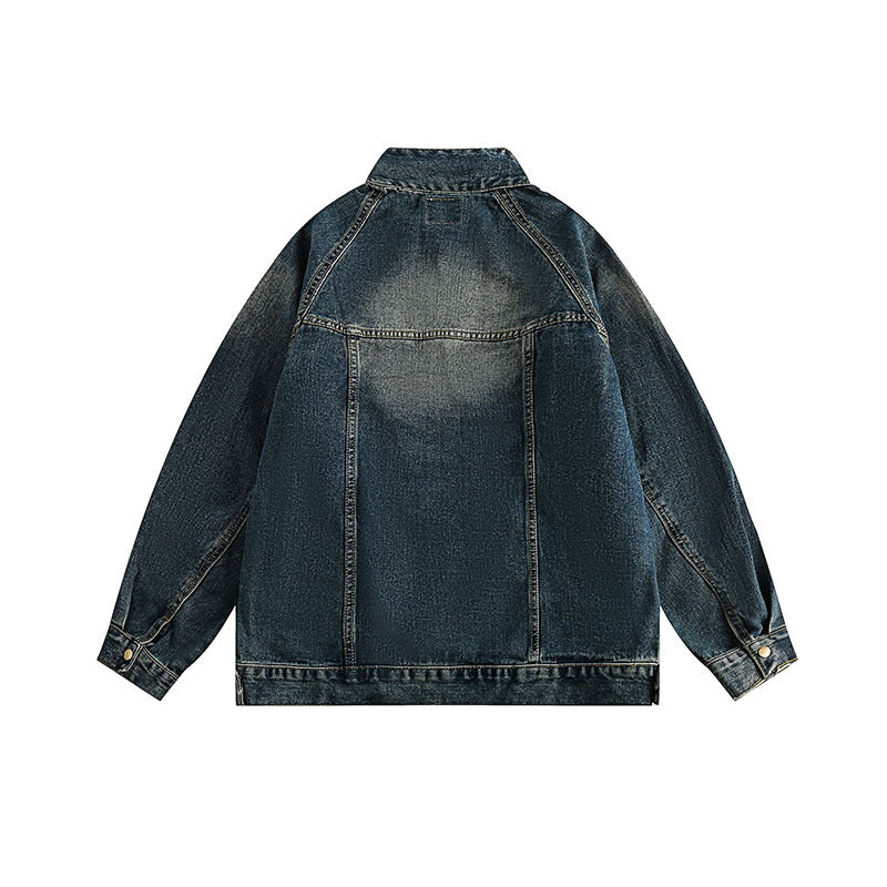 American High Street Retro Heavy Industry Washed Denim Jacket Men And Women Street Pullover Top