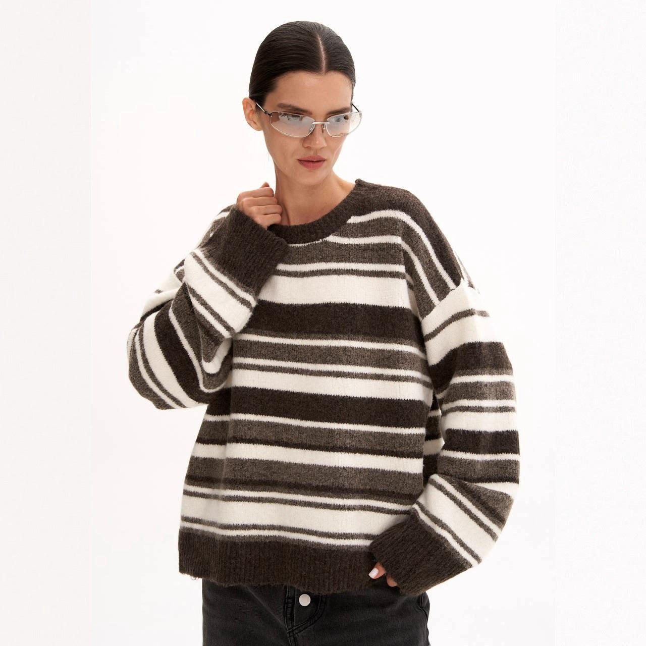 Women's Striped Color-block Sweater