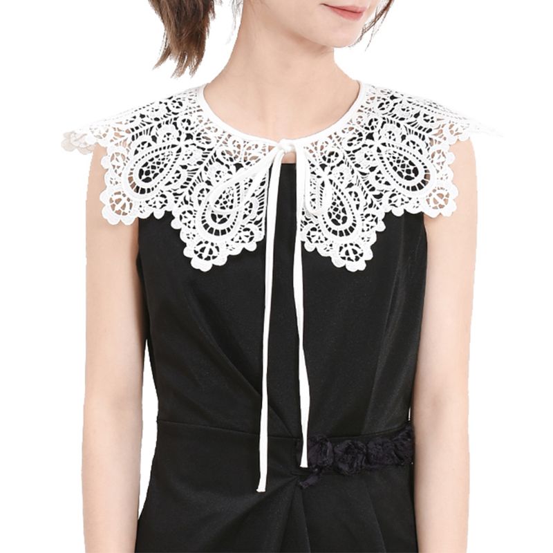 Embroidered Organza Lace Collar Flower Women's Shawl