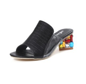 Fashion With Diamond Glass Slippers Sandals Plus Size Slippers