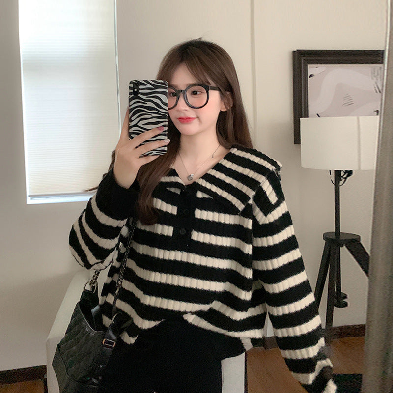 Contrast Color Pullover Loose Sweater For Women