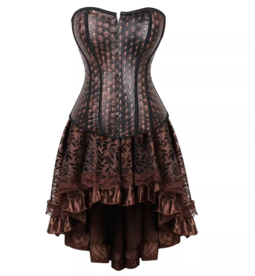 Court Corset Brown Two-Piece Set