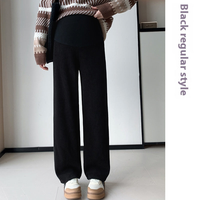 European Cotton Velvet Stripes Maternity Pants Outer Wear Fleece-lined Thickened
