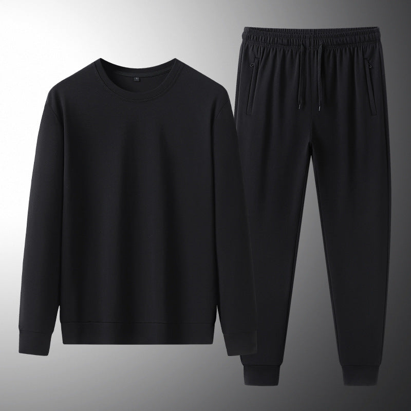 Tencel Roman Sports Leisure Men's Spring And Autumn Sweatshirt And Sweatpants Two-piece Suit