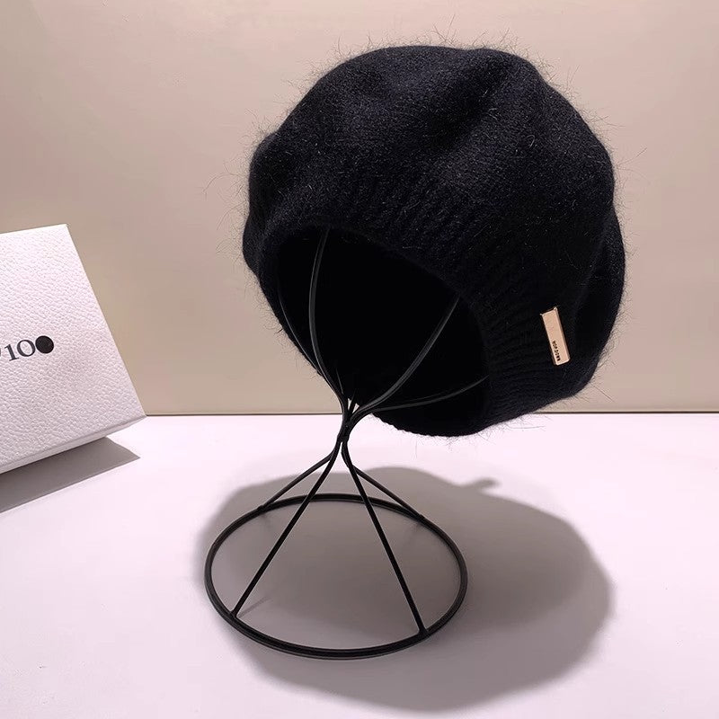 Knitted Gray Beret Women's Winter Warm