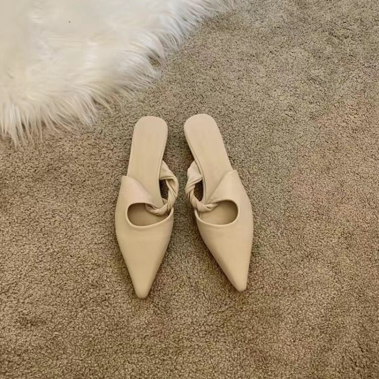 Spring Special-interest Design Soft Leather Semi-toe Box Women's Slippers