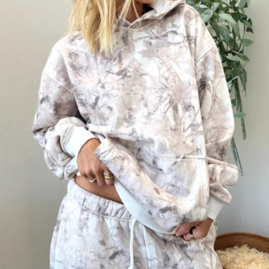 Womens Printed Casual Long-Sleeve Top And Pants Set