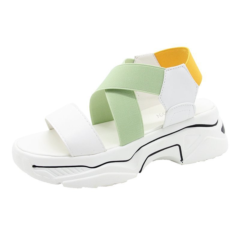 Color-blocking Crossover Simple Beach Sandals For Outer Wear