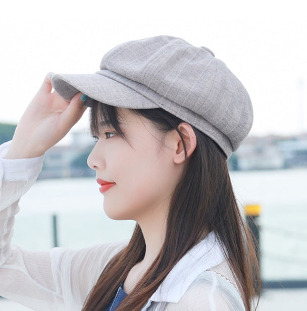 Casual All-match Plaid Cotton Octagonal Hat