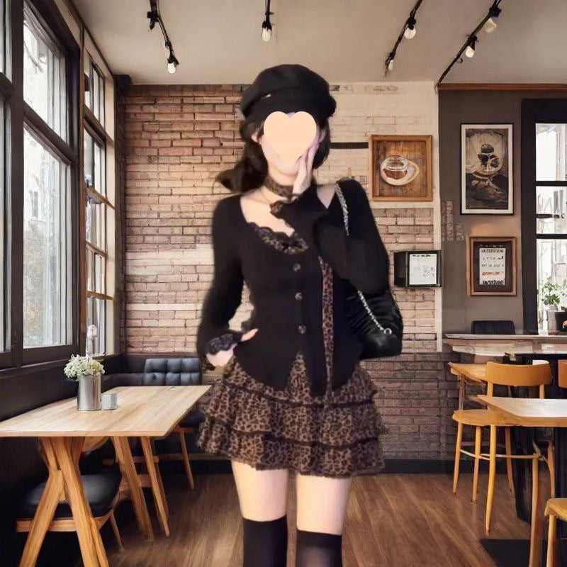 Top Pattern Skirt Two-piece Suit Pure Hot Girl Suit For Women
