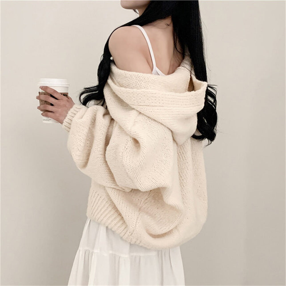Korean Style Sweater Coat Single Row Button Knitted Cardigan