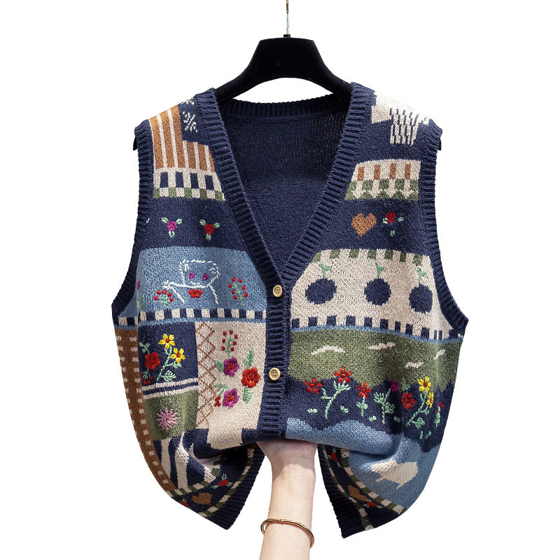 Loose Outer Wear Knitted Vest Women