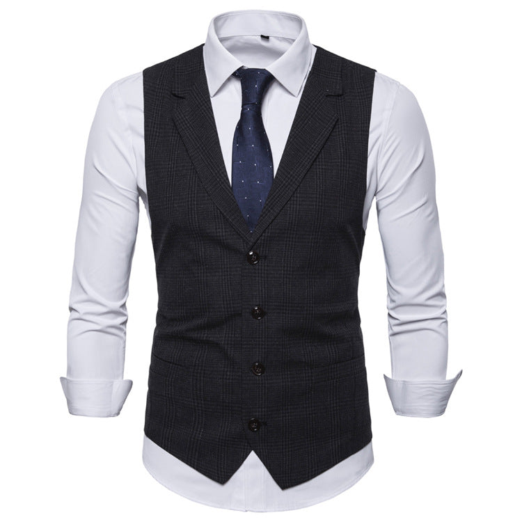 Men's Casual Fashion Tailored Collar Striped British Style Cardigan Single Breasted Suit Waistcoat