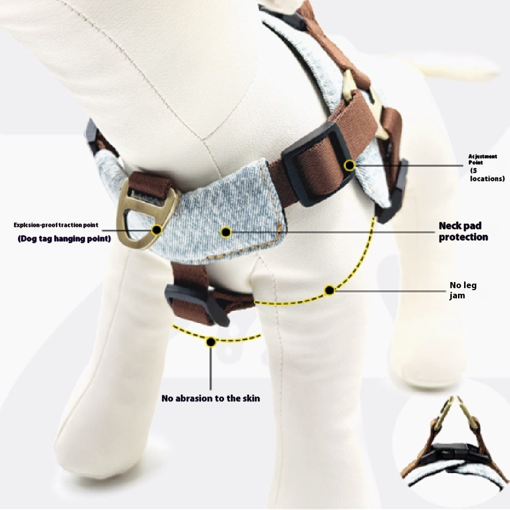 Dog Leash Vest Style Pet Chest Harness For Small And Medium-sized Dogs
