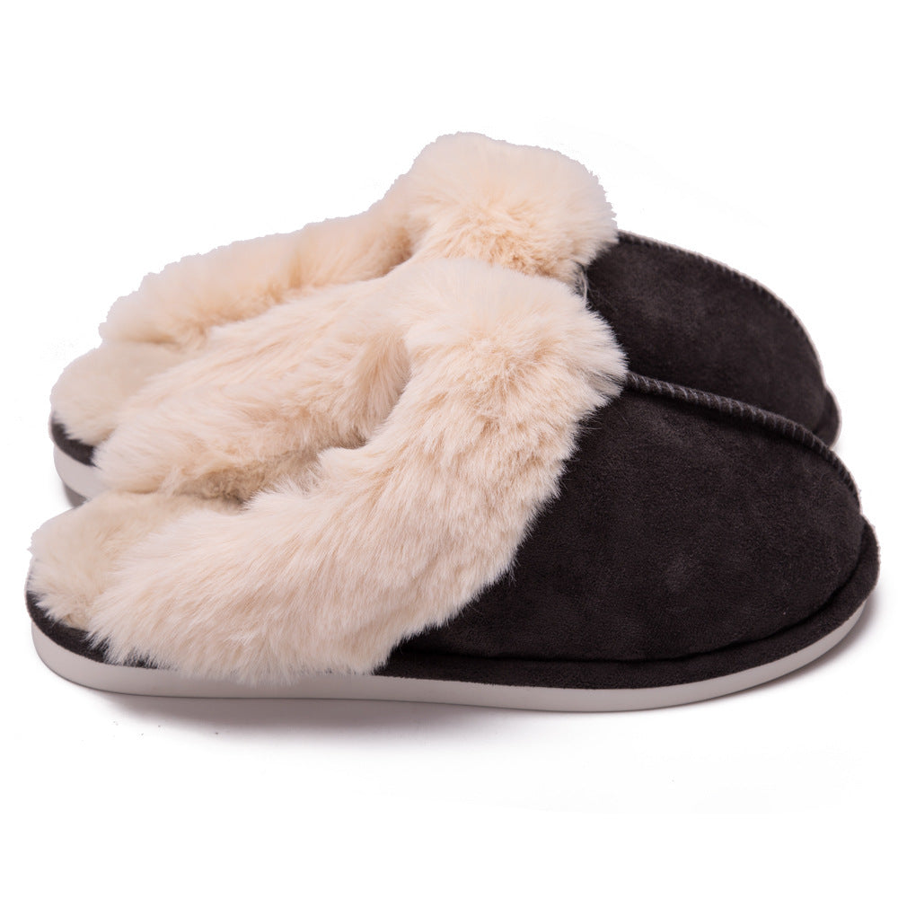 Fluffy Slippers Autumn Winter Home Indoor Cotton Slippers Warm Slugged Bottom Home