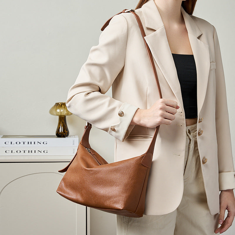 Retro First-Layer Vegetable-Tanned Leather Casual Shoulder Underarm Bag