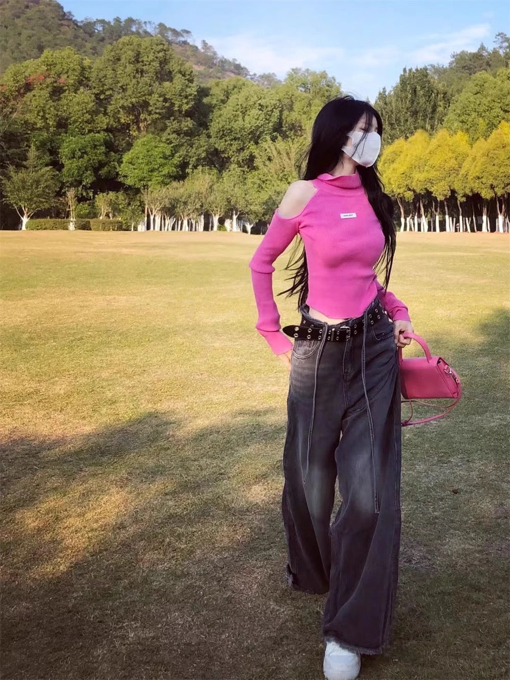 Retro drapede jeans til kvinder – løse, lige, wide-leg bukser