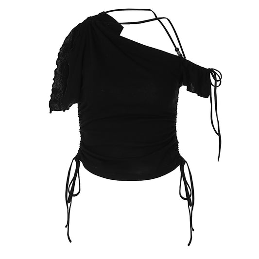 New Women's Drawstring Strappy Cropped Top