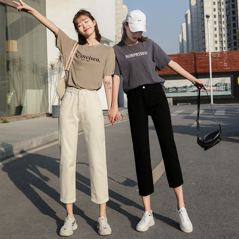 High Wear With White Slimming High Waist Straight Pants