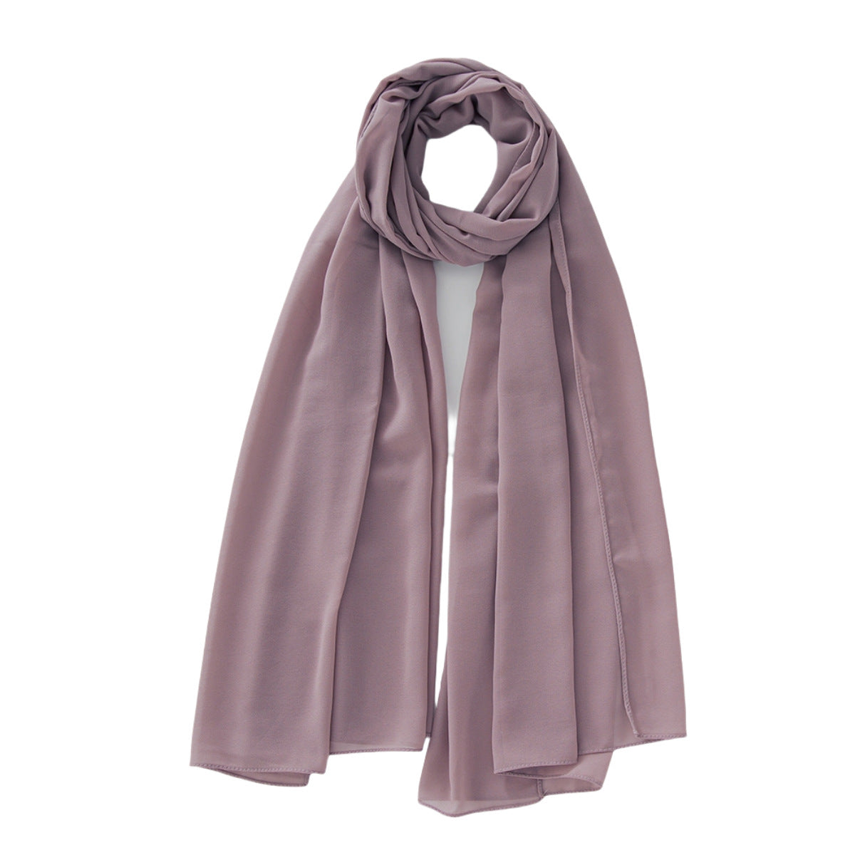 Women's Pure Color Pearl Chiffon Bubble Scarf Gauze Scarf