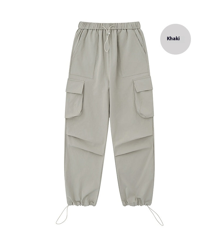 Multi-pocket Casual Drawstring Loose Straight Cargo Pants Trousers