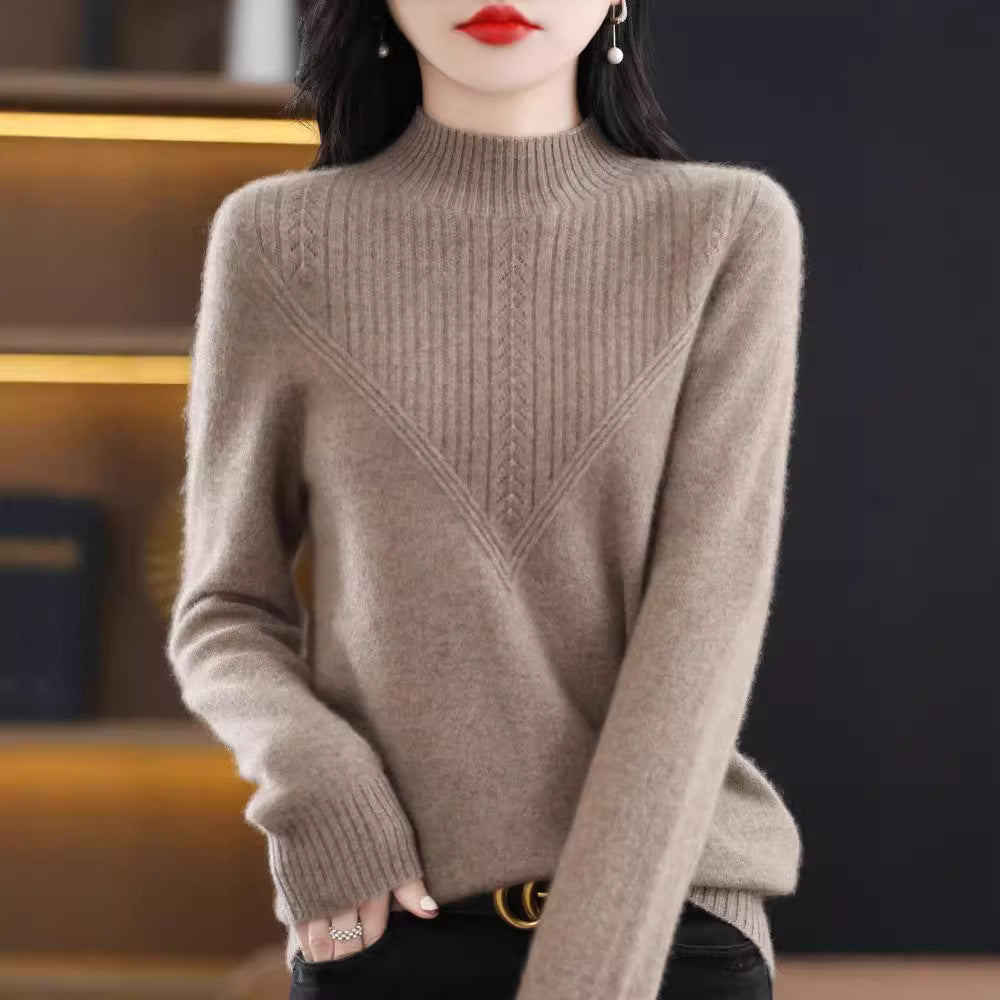 Front Line Færdiglavet Tøj Uld Halv Turtleneck Udhulet Sweater Underdel Top
