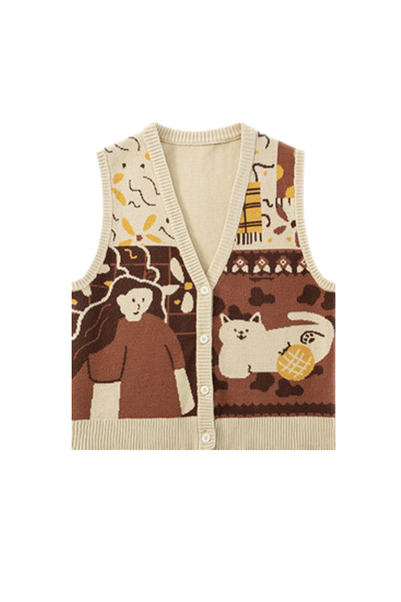 Lovely Knit Waistcoat Loose Languid Lazy Wind