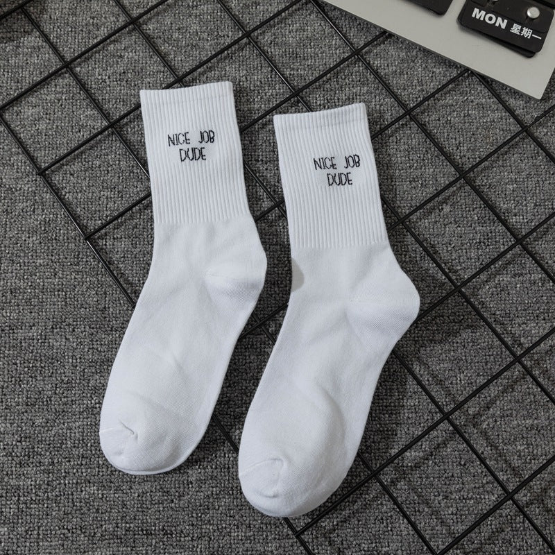 Letter White Men's Long Socks
