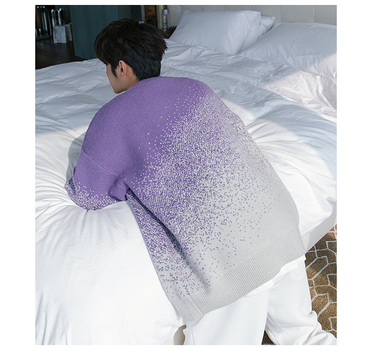 Men's Color Gradient Couple Sweater Loose Needle