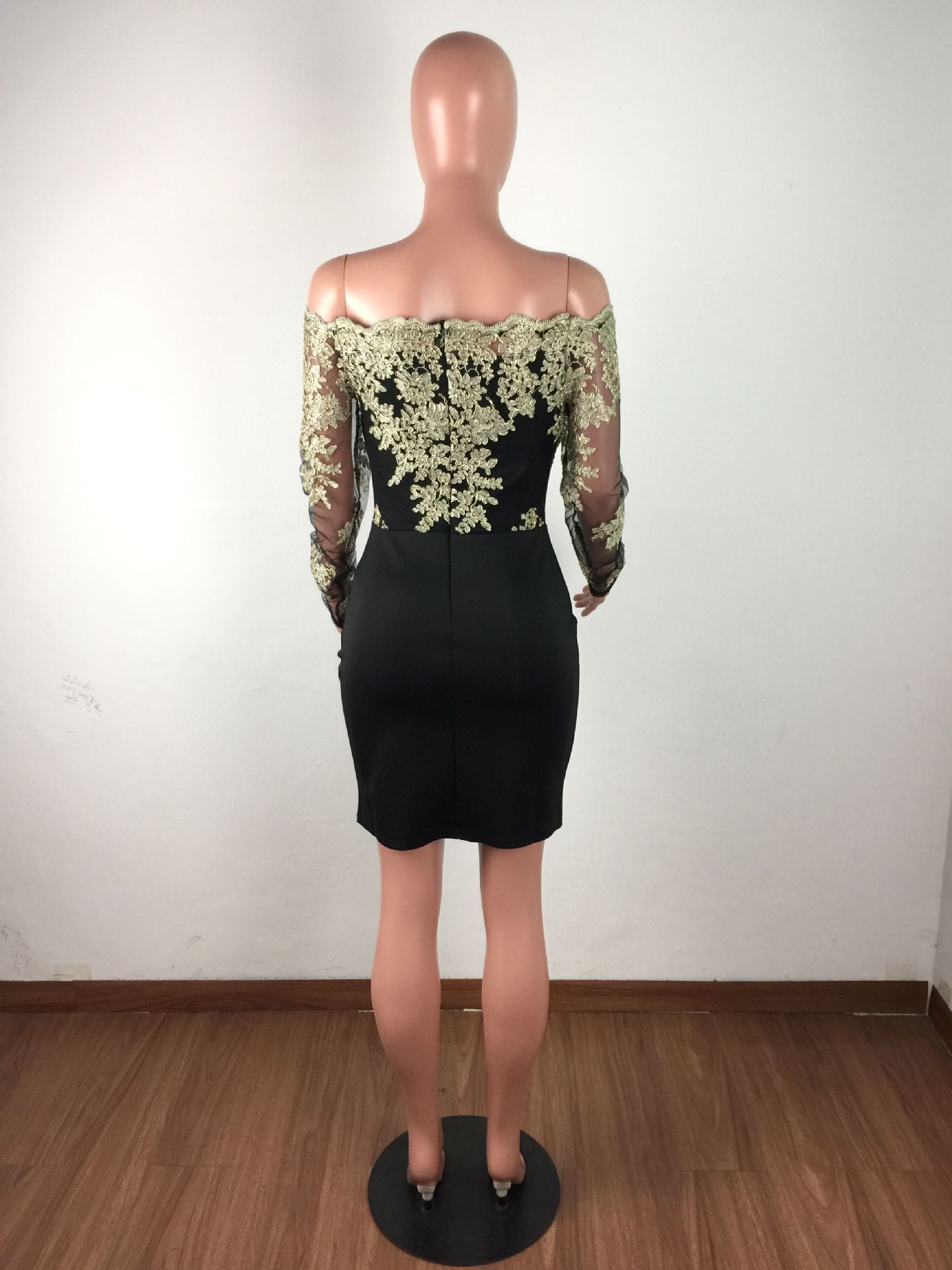 Water-soluble Lace Tube Top Long Sleeve Dress