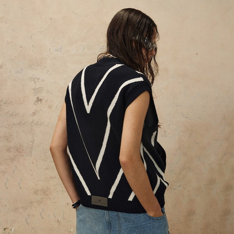 Retro Style Street Trendy Zippered Knitted Vest