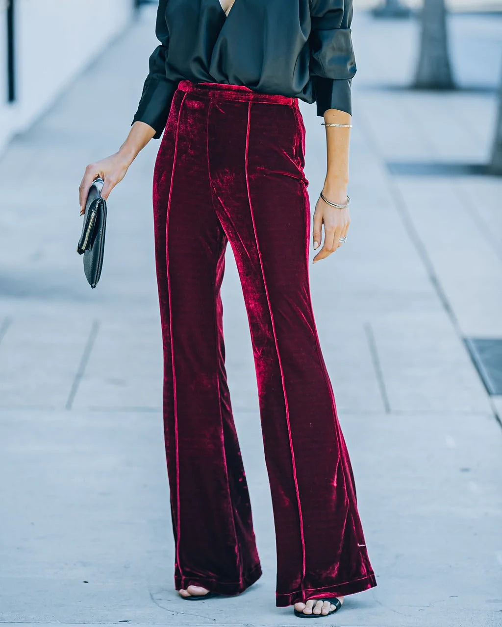 Autumn And Winter Women's Gold Velvet High Waist Casual Pants