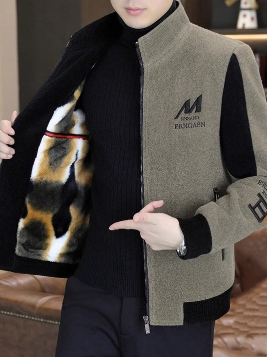 Fleece Jacket Men's Casual Stand Collar Coat