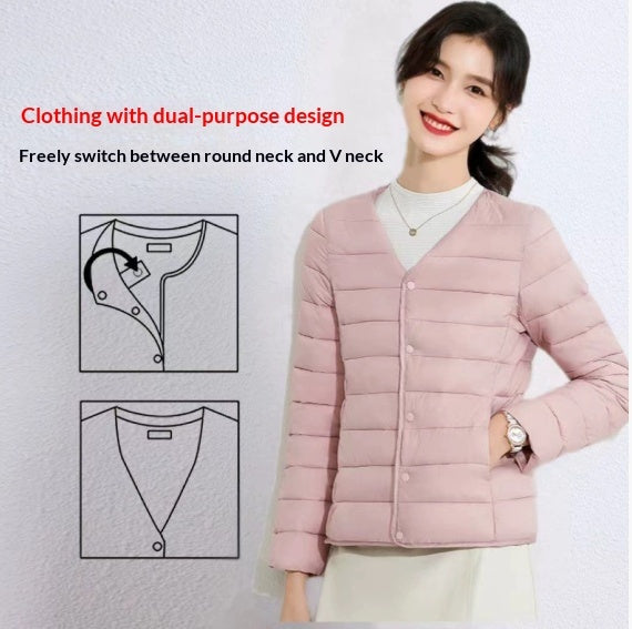 Women's Lightweight Warm Collarless, Short Quilted Vest