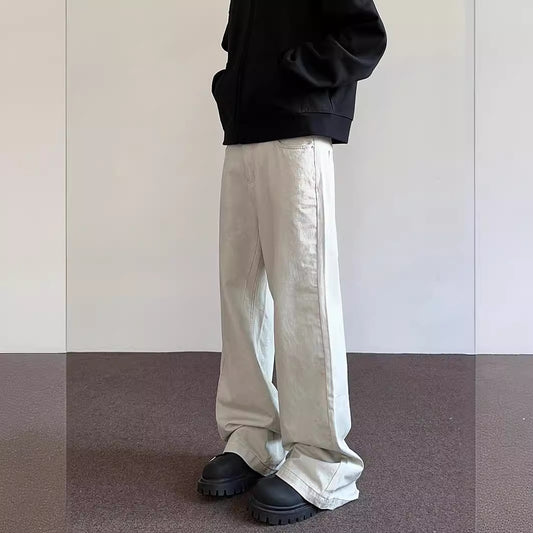 Slidte hvide casual jeans med profilsømme
