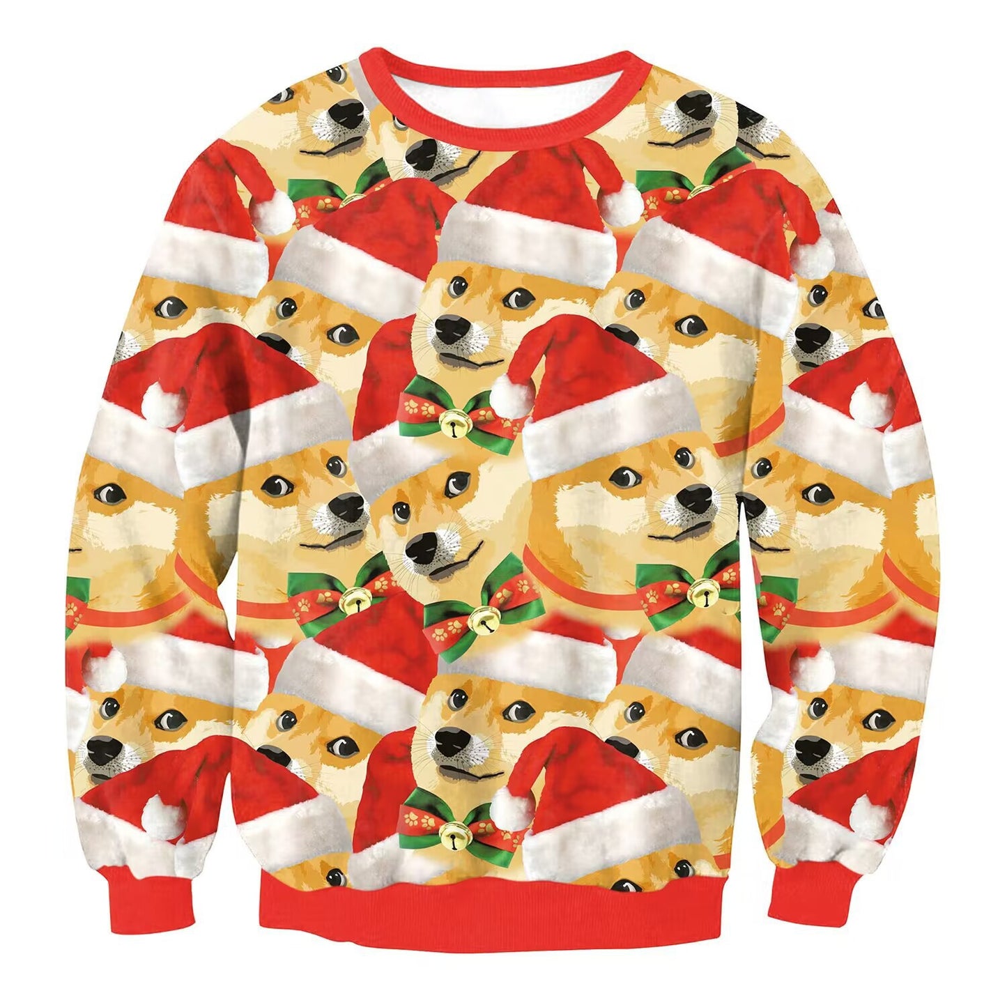 Men's And Women's 3D Printed Christmas Round Neck Sweater