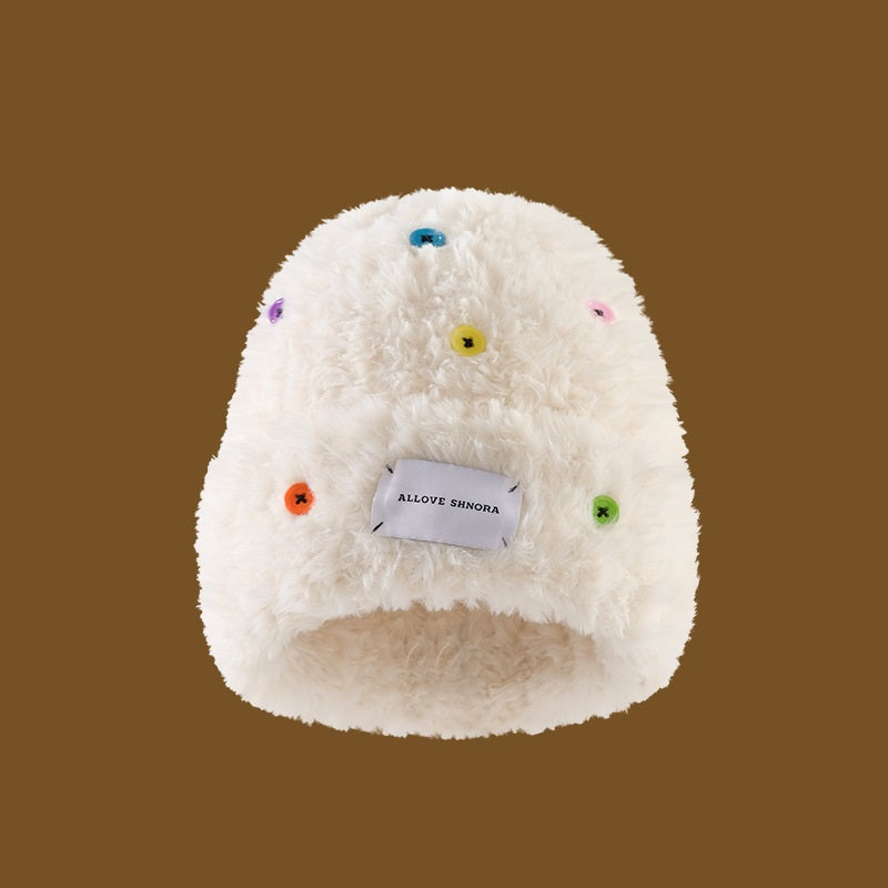 Women's Winter Button Versatile Wool Hat